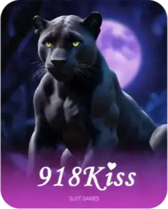 Winbox 918Kiss slot game cover with black panther under moonlight