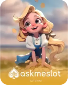 Winbox AskMeSlot slot game cover with girl and falling coins
