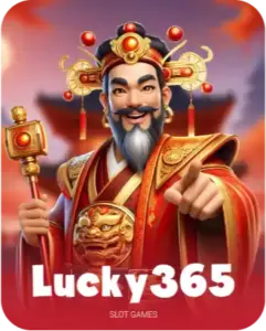 Winbox Lucky365 slot game banner with God of Wealth character