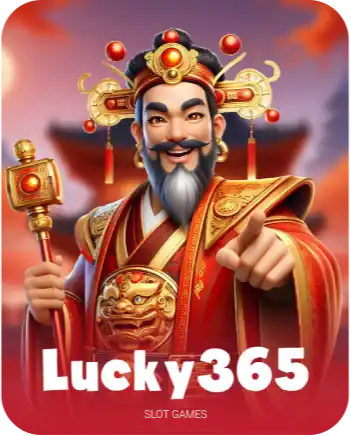 Winbox Lucky365 slot game banner with God of Wealth character