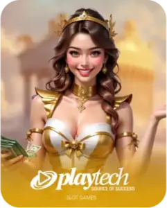 Winbox Playtech slot game cover with golden goddess holding money