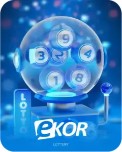 Winbox Games - eKOR lottery game icon with numbered balls in a draw machine